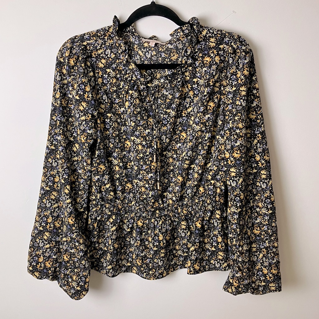 Anthropologie Skies Are Blue Floral Bubble Sleeve Blouse